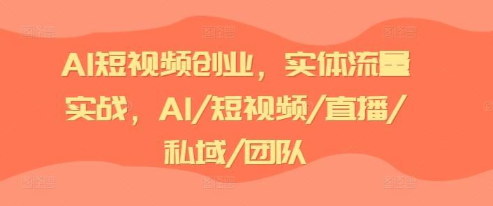 AI短视频创业,实体流量实战,AI/短视频/直播/私域/团队-数码之翼