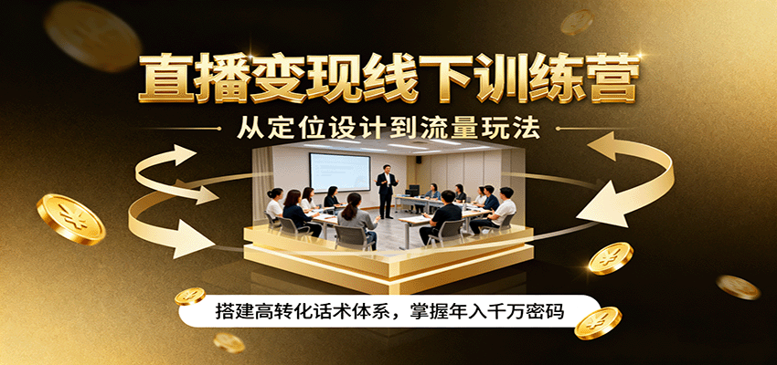 直播变现线下训练营,从定位设计到流量玩法,搭建高转化话术体系,掌握年入千万密码-数码之翼