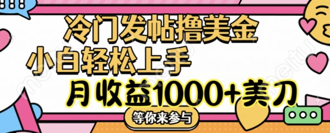 冷门发帖撸美金项目，月收益1000+美金，简单无脑，干就完了【揭秘】-数码之翼