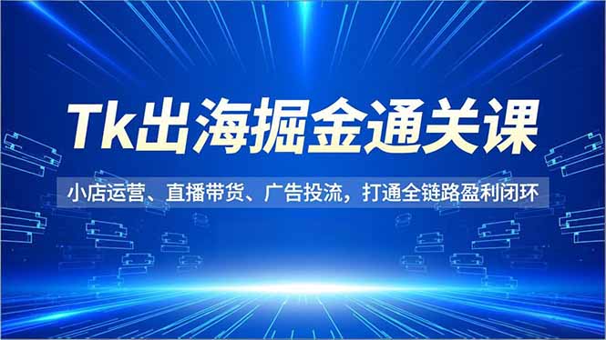 Tk出海掘金通关课，小店运营、直播带货、广告投流，打通全链路盈利闭环-数码之翼
