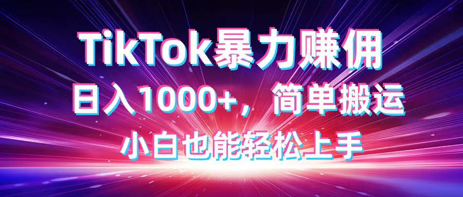 TikTok搬运暴力赚佣，日入1000+，简单搬运，小白也能轻松上手-数码之翼