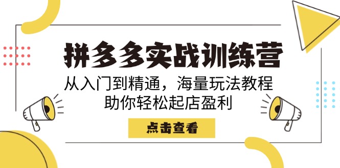 拼多多实战训练营，从入门到精通，海量玩法教程，助你轻松起店盈利-数码之翼