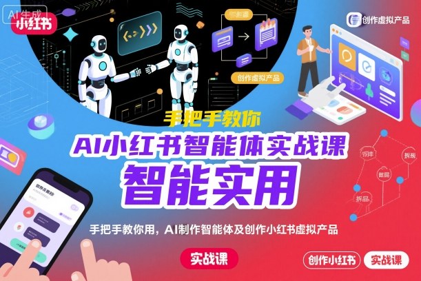 AI小红书智能体实战课，手把手教你用AI制作智能体及创作小红书虚拟产品，提效+内容商业化-数码之翼