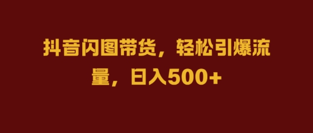 抖音闪图带货，轻松引爆流量，日入几张【揭秘】-数码之翼