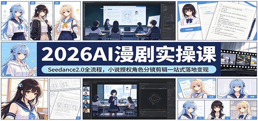 2026AI漫剧实操课：Seedance2.0全流程，小说授权角色分镜剪辑一站式落地变现-数码之翼