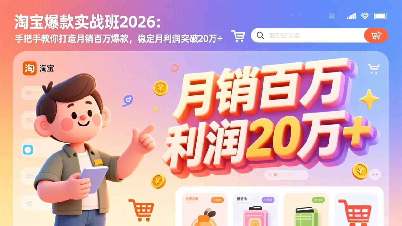 淘宝爆款实战班-2026年3月更新：手把手教你打造月销百万爆款，稳定月利润突破20万+-数码之翼