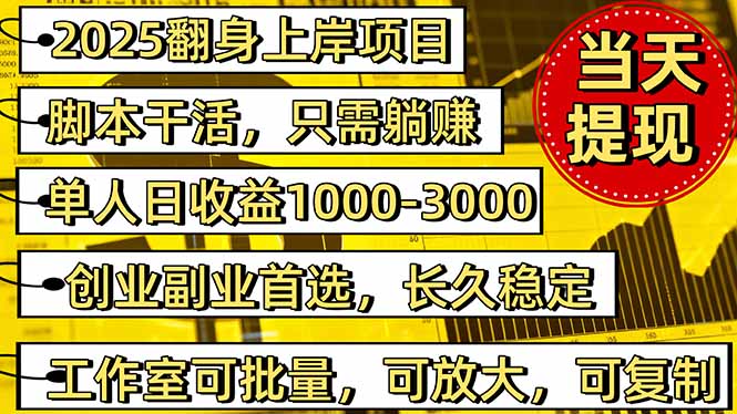 稳定八年美金掘金2.0脚本干活，只需躺赚。单人日收益1000-3000可批量、…-数码之翼