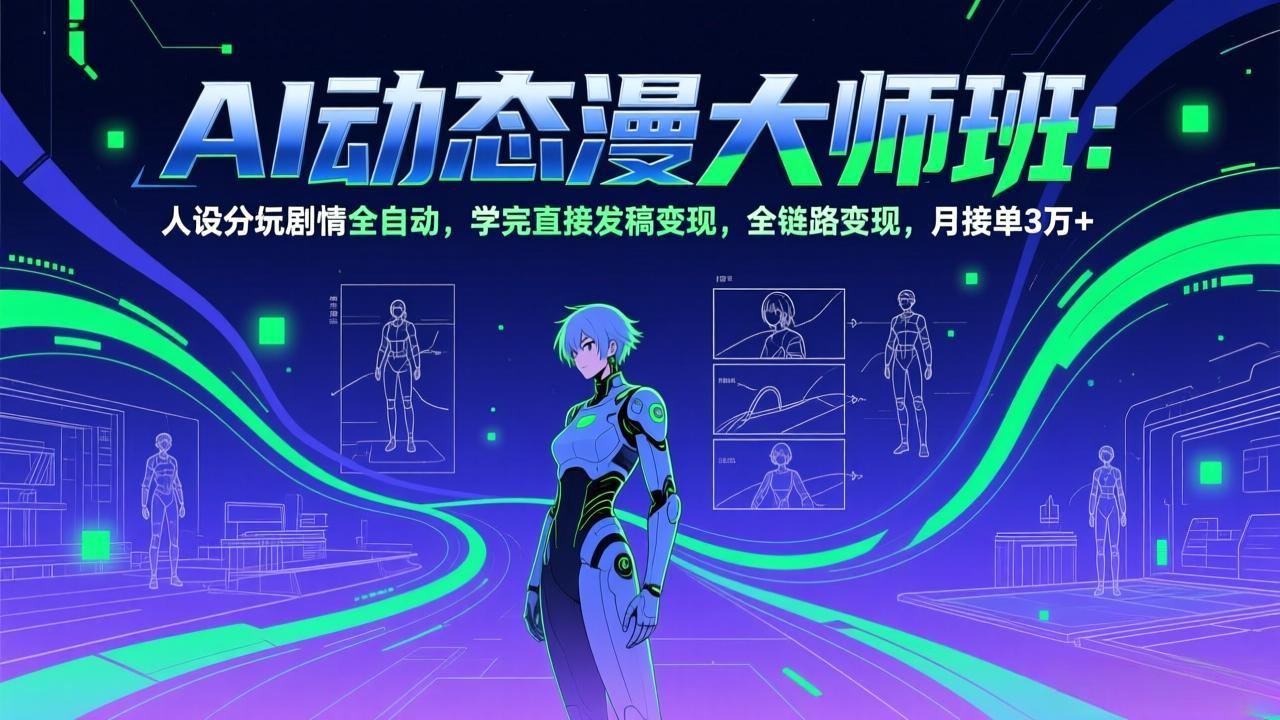 AI动态漫剧大师班：人设分镜剧情全自动，学完直接发稿变现，全链路变现，月接单3万+-数码之翼