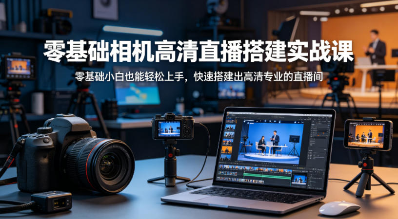 零基础相机高清直播间搭建实战课，小白也能轻松上手，快速搭建出高清专业的直播间-数码之翼