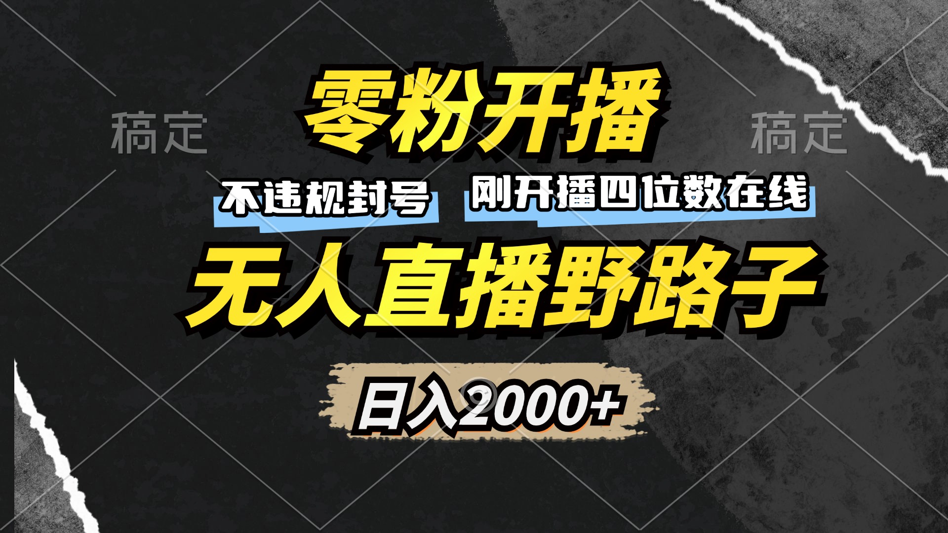 零粉开播，无人直播野路子，日入2000+，不违规封号，躺赚收益！-数码之翼