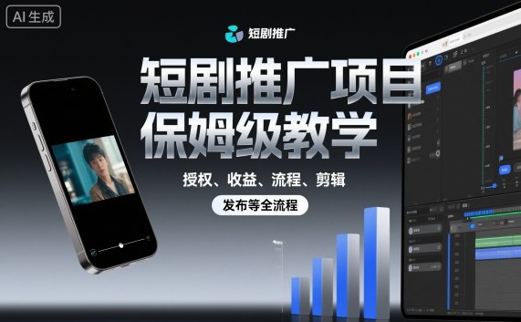 短剧推广项目保姆级教学，授权、收益、流程、剪辑，发布等全流程-数码之翼
