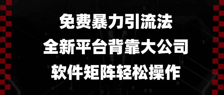 免费暴力引流法，全新平台，背靠大公司，软件矩阵轻松操作-数码之翼
