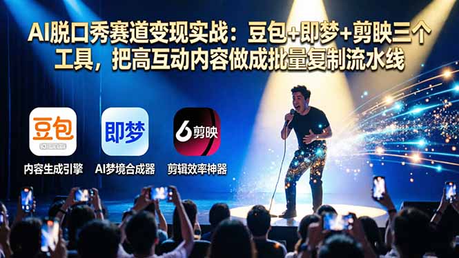 AI脱口秀赛道变现实战：豆包+即梦+剪映三个工具，把高互动内容做成批量复制流水线-数码之翼