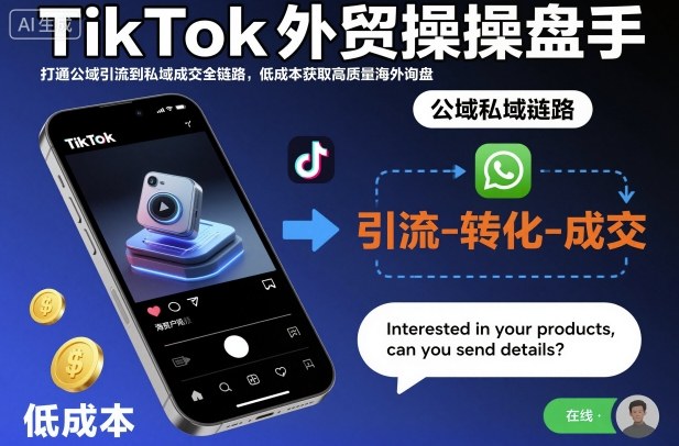TikTok外贸操盘手，打通公域引流到私域成交全链路，低成本获取高质量海外询盘-数码之翼