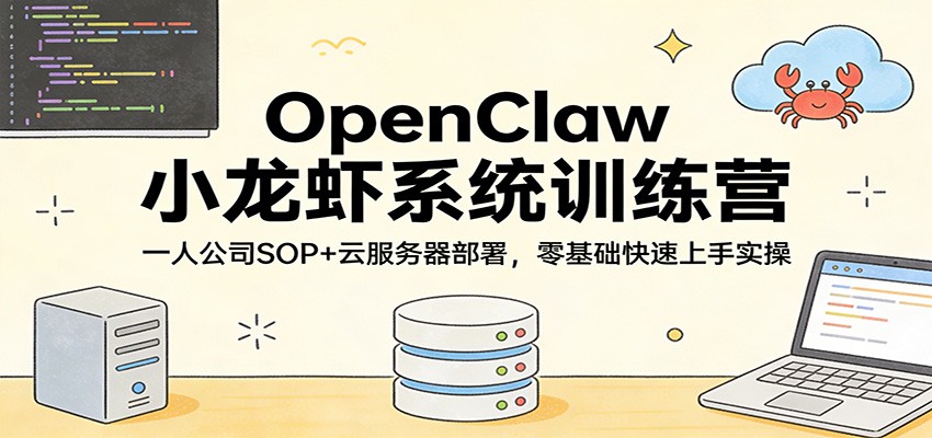 OpenClaw小龙虾系统训练营：一人公司SOP，云服务器部署，零基础快速上手实操-数码之翼