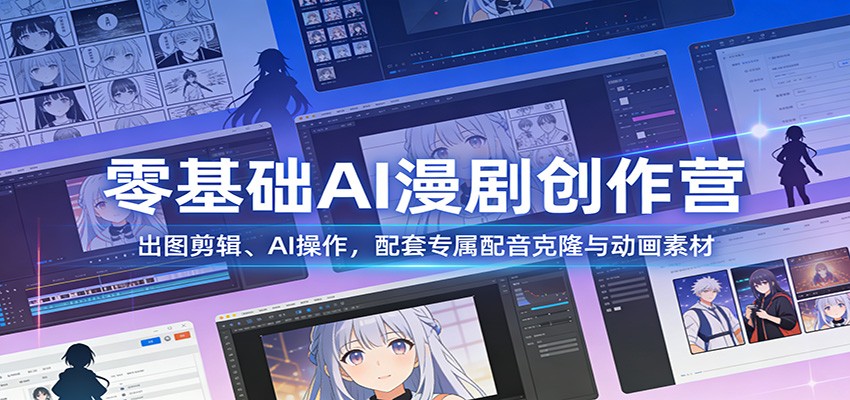 零基础AI漫剧创作营：出图剪辑、AI操作，配套专属配音克隆与动画素材-数码之翼