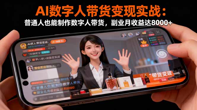 AI数字人带货变现实战：普通人也能制作数字人带货，副业月收益达8000+-数码之翼