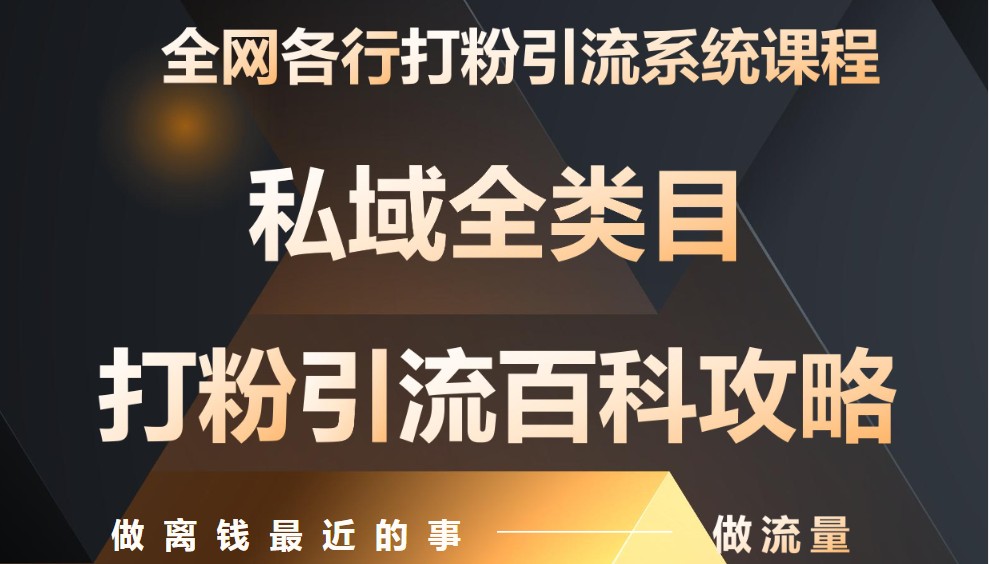 月入9万：全网唯一私域打粉引流神课，零基础手把手带你引流变现-数码之翼