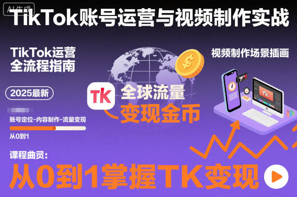 2025最新TikTok账号运营与视频制作实战全流程，从0到1掌握TK变现(含11月最新TK搬运技术)-数码之翼
