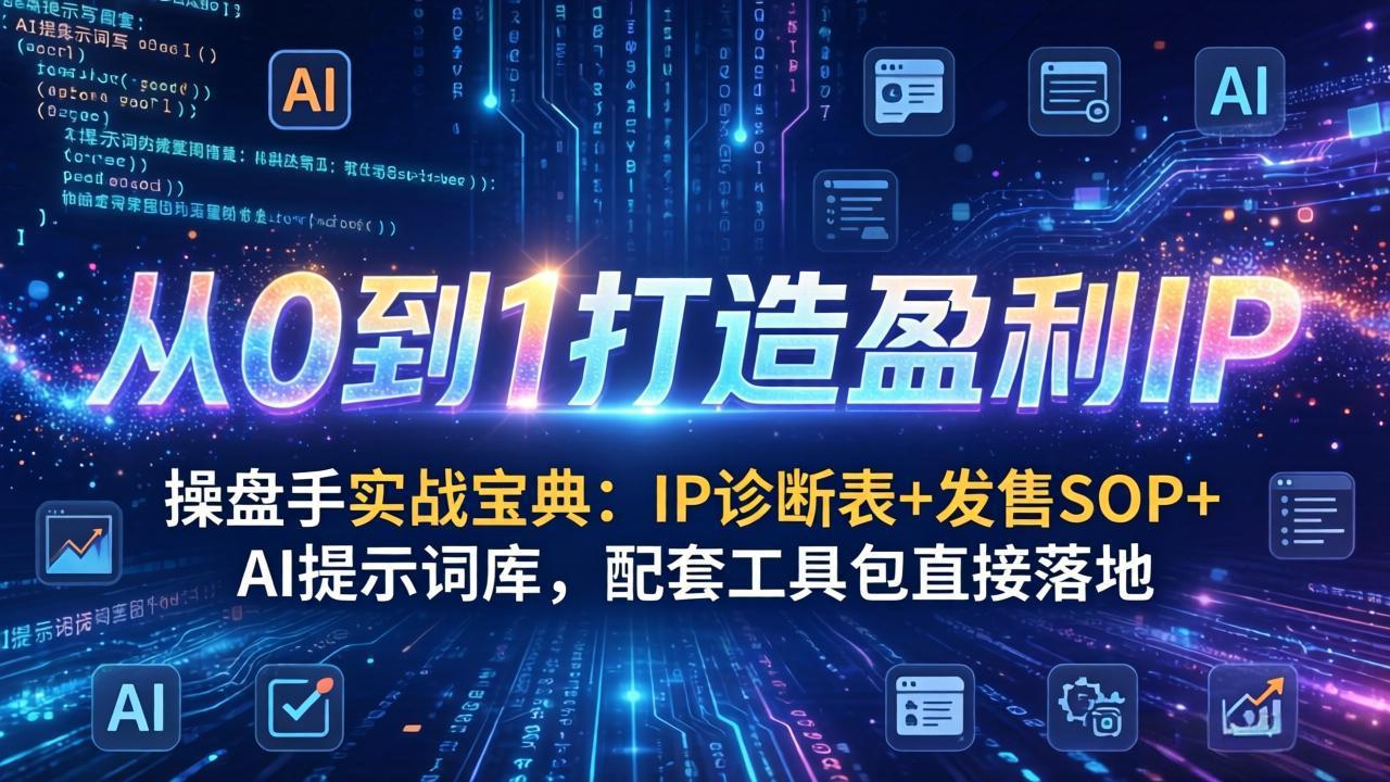 操盘手实战宝典：IP诊断表+发售SOP+AI提示词库，配套工具包直接落地，从0到1打造盈利IP-数码之翼