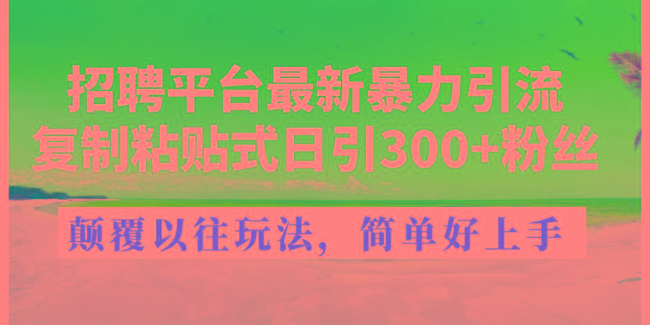 招聘平台最新暴力引流，复制粘贴式日引300+粉丝，颠覆以往垃圾玩法，简…-数码之翼