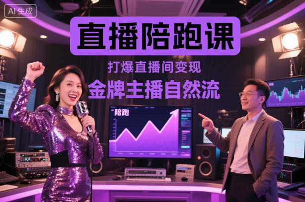 直播陪跑课，金牌主播自然流打爆直播间，复制高变现玩法-数码之翼