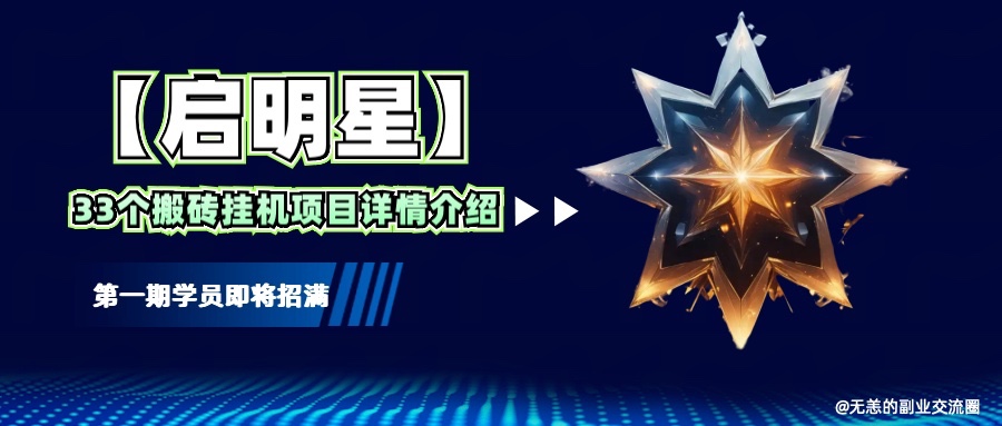 【启明星】33个挂机搬砖项目详细介绍，新手网创看这个就够了。-数码之翼