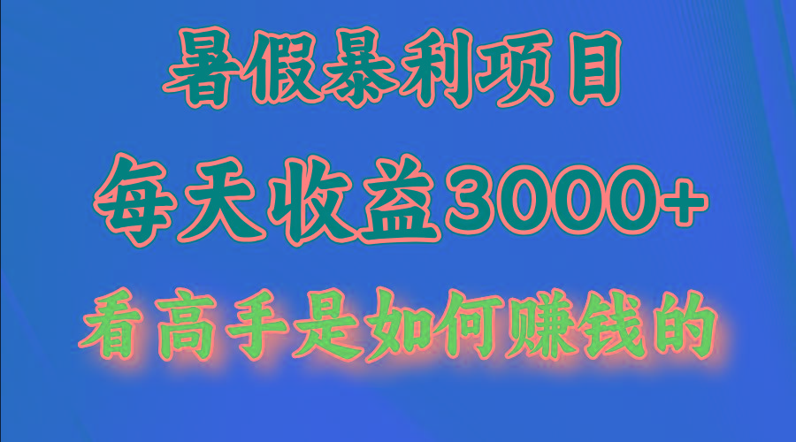 暑假暴利项目，每天收益3000+ 努努力能达到5000+，暑假大流量来了-数码之翼