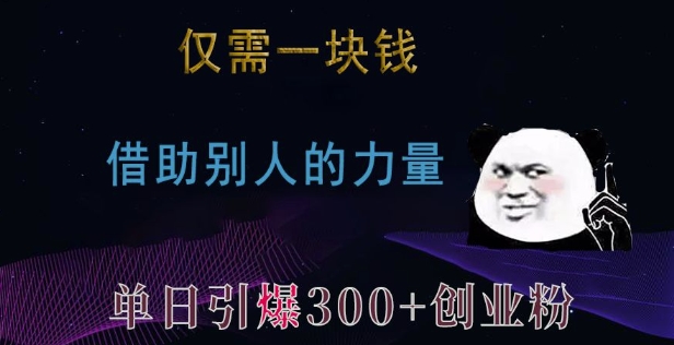 仅需一块钱，借助别人的力量，单日引爆300+创业粉、兼职粉【揭秘】-数码之翼