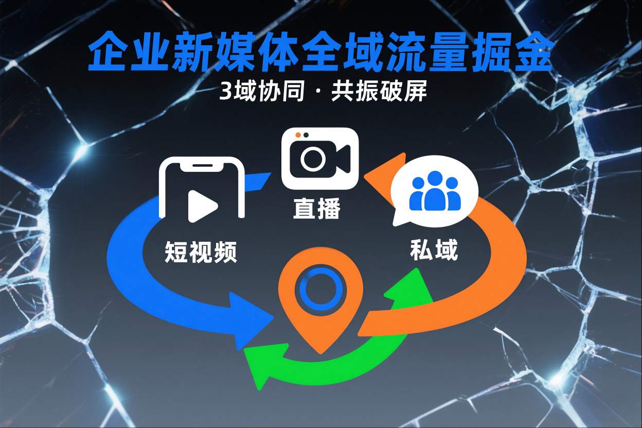 短视频全域商业模式,企业新媒体全域流量掘金,3域协同,共振破屏,短视频-直播-私域-地域-数码之翼