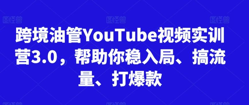 跨境油管YouTube视频实训营3.0，帮助你稳入局、搞流量、打爆款-数码之翼