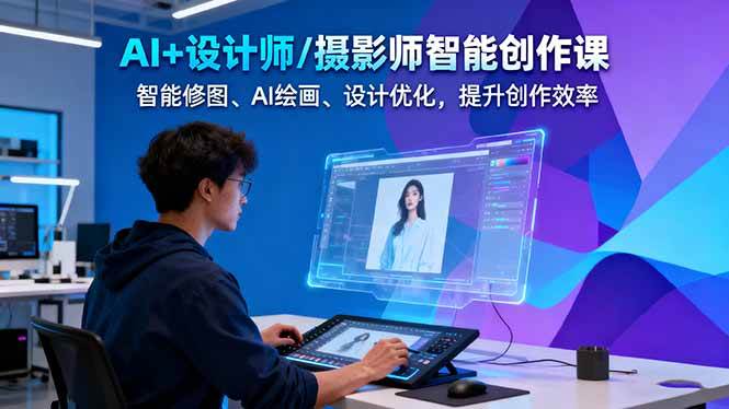 AI+设计师/摄影师智能创作课：智能修图、AI绘画、设计优化，提升创作效率-数码之翼