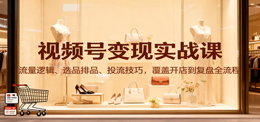 视频号变现实战课：流量逻辑、选品排品、投流技巧，覆盖开店到复盘全流程-数码之翼