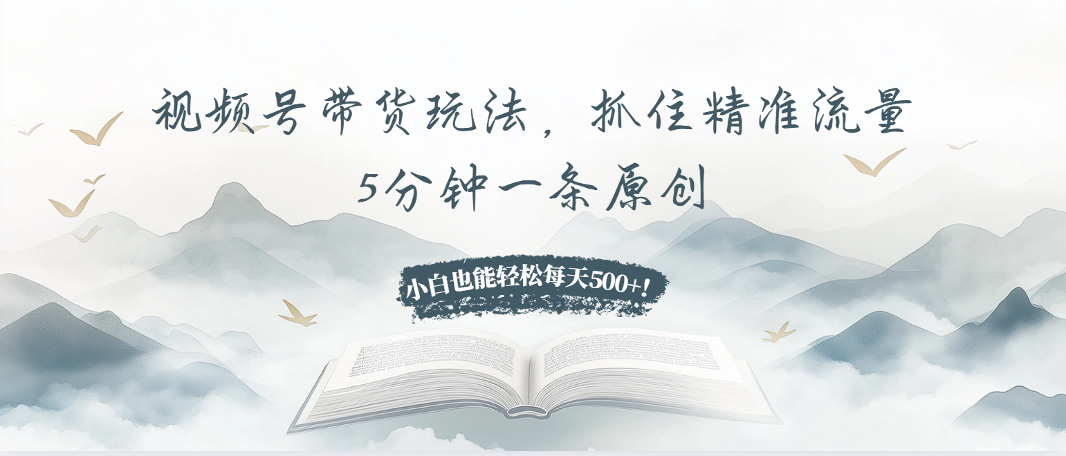 视频号带货玩法，抓住精准流量，5分钟一条原创，小白也能轻松每天500+！-数码之翼