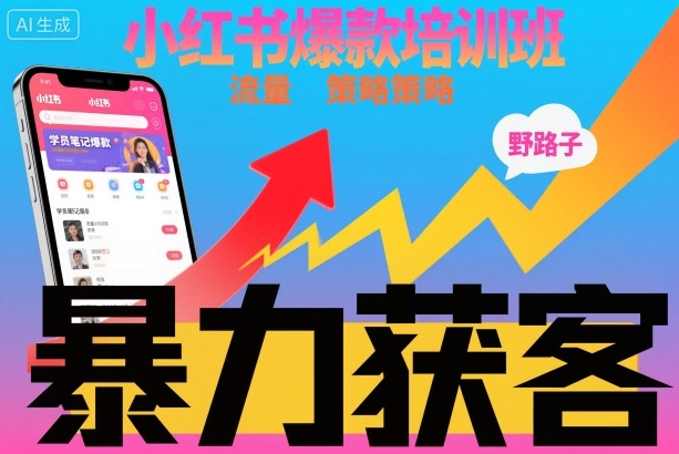 小红书爆款培训班，小红书获客野路子流量打法，暴力持续获客-数码之翼