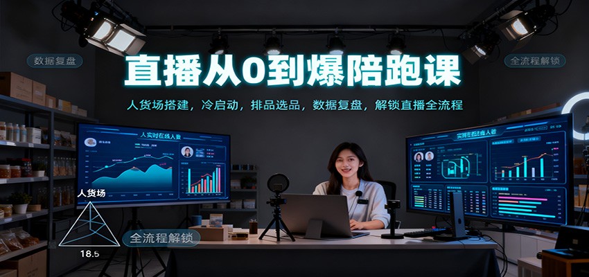 直播从0到爆陪跑课：人货场搭建，冷启动，排品选品，数据复盘，解锁直播全流程-数码之翼