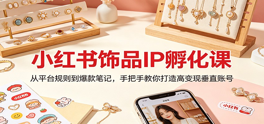 小红书饰品IP孵化课：从平台规则到爆款笔记，手把手教你打造高变现垂直账号-数码之翼