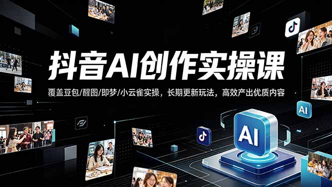 抖音AI创作变现课，覆盖豆包/醒图/即梦/小云雀实操，长期更新玩法，高效产出优质内容-数码之翼