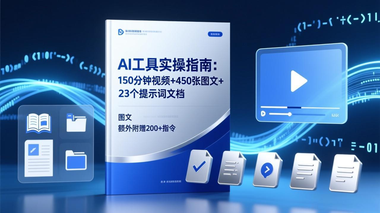 AI工具实操指南：150分钟视频+450张图文+23个提示词文档，额外附赠200+指令-数码之翼
