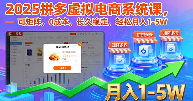 2025拼多多虚拟电商系统课，可矩阵，0成本，长久稳定，轻松月入1-5W-数码之翼
