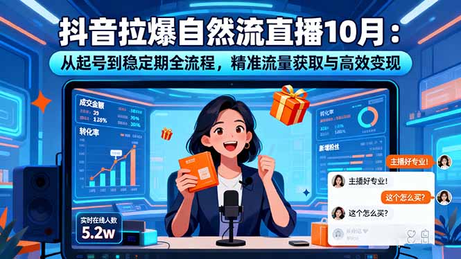 抖音拉爆自然流直播10月:从起号到稳定期全流程,精准流量获取与高效变现-数码之翼