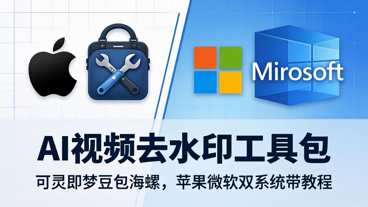 AI视频去水印工具包：可灵即梦豆包海螺，苹果微软双系统带教程-数码之翼