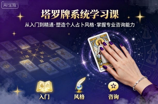 塔罗牌系统学习课,助你从入门到精通,塑造个人占卜风格,掌握专业咨询能力-数码之翼