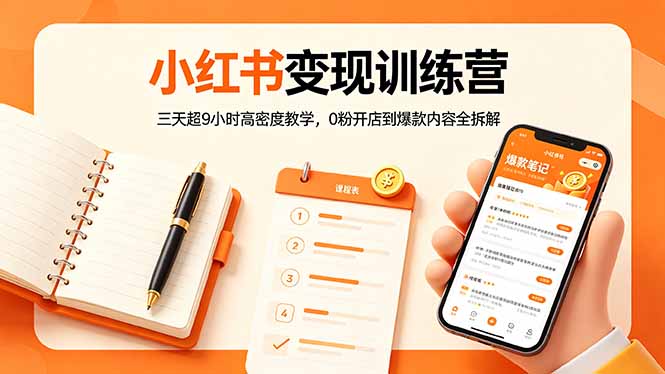 小红书变现训练营：三天超9小时高密度教学，0粉开店到爆款内容全拆解-数码之翼