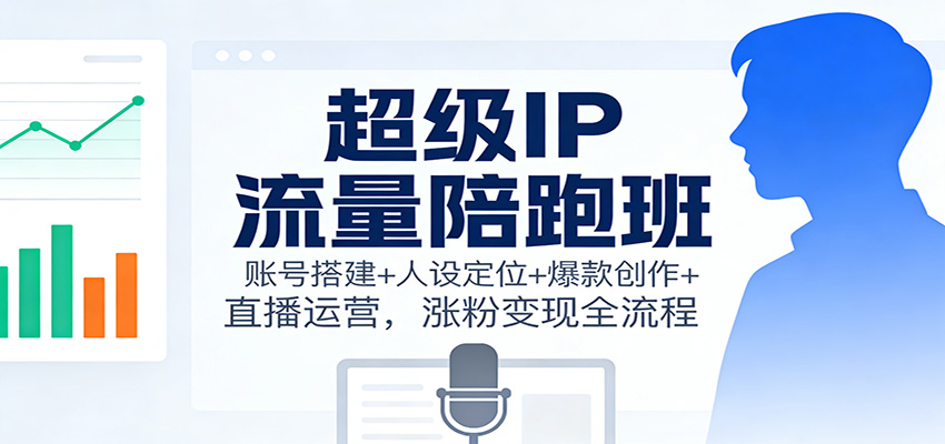 超级IP流量陪跑班：账号搭建+人设定位+爆款创作+直播运营，涨粉变现全流程-数码之翼