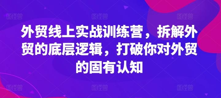 外贸线上实战训练营，拆解外贸的底层逻辑，打破你对外贸的固有认知-数码之翼