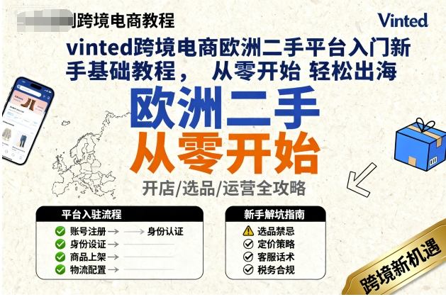 vinted跨境电商欧洲二手平台入门新手基础教程，从零开始轻松出海-数码之翼