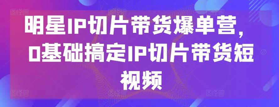 明星IP切片带货爆单营，0基础搞定IP切片带货短视频-数码之翼