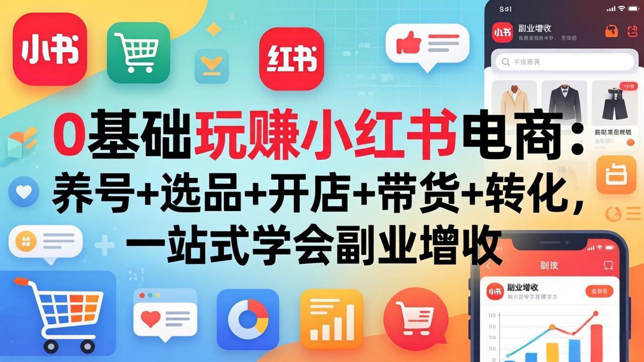 0基础玩赚小红书电商：养号+选品+开店+带货+转化，一站式学会副业增收-数码之翼