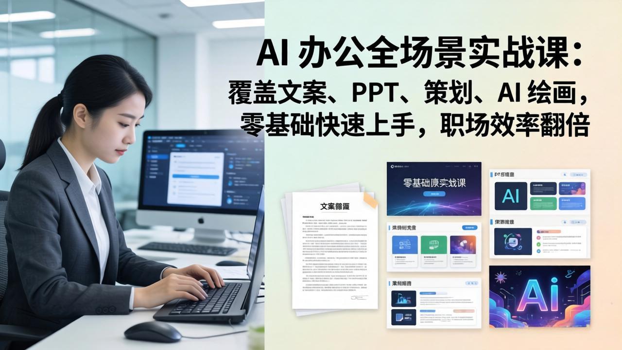 AI 办公全场景实战课:覆盖文案、PPT、策划、AI 绘画,零基础快速上手,职场效率翻倍-数码之翼